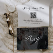 Classic Dark Overlay | QR Code Photo Wedding RSVP Kaartje