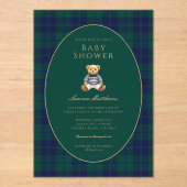 Classic Dark Plaid Baby Shower Acrylic Invitation Acryl Uitnodigingen (Voorkant)