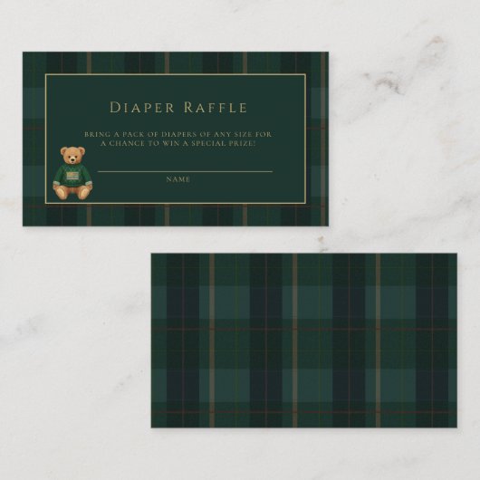 Classic Dark Plaid Lauren Inspired Baby Shower  Informatiekaartje (Voorkant / Achterkant)