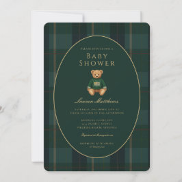 Classic Dark Plaid Lauren Inspired Baby Shower Kaart