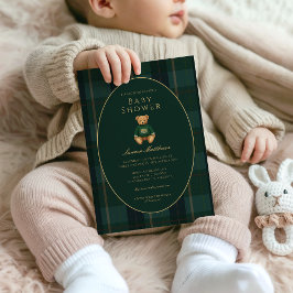 Classic Dark Plaid Lauren Inspired Baby Shower  Kaart