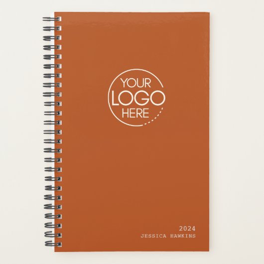 Classic Dark Pumpkin Sinaasappel Modern Logo Weekl Planner (Voorkant)