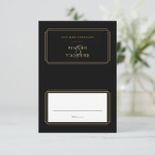 Classic Deco Black and Gold Wedding Place Card Kaart (Staand voorkant)