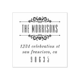 Classic Deco Bloeiende Typografie Retouradres Rubberstempel