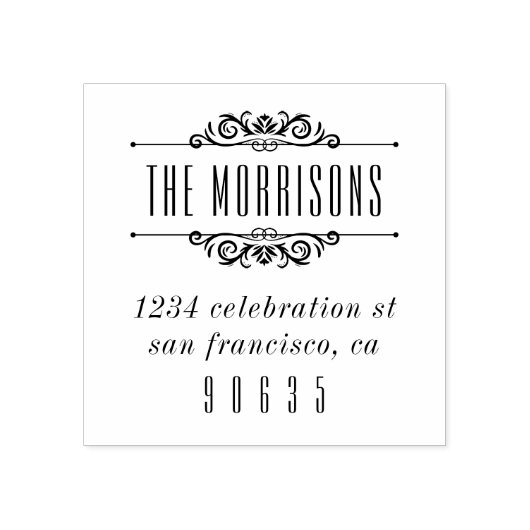 Classic Deco Bloeiende Typografie Retouradres Rubberstempel (Afrduk)