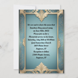 Classic Deco Lijst op Turquoise Blue Memorial Kaart