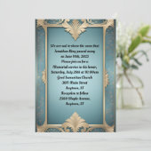 Classic Deco Lijst op Turquoise Blue Memorial Kaart (Staand voorkant)