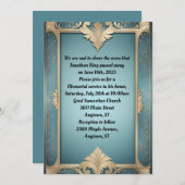 Classic Deco Lijst op Turquoise Blue Memorial Kaart (Voorkant / Achterkant)