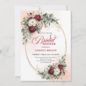 Classic Deep Red Floral Eucalyptus Bridal Shower Kaart (Voorkant)