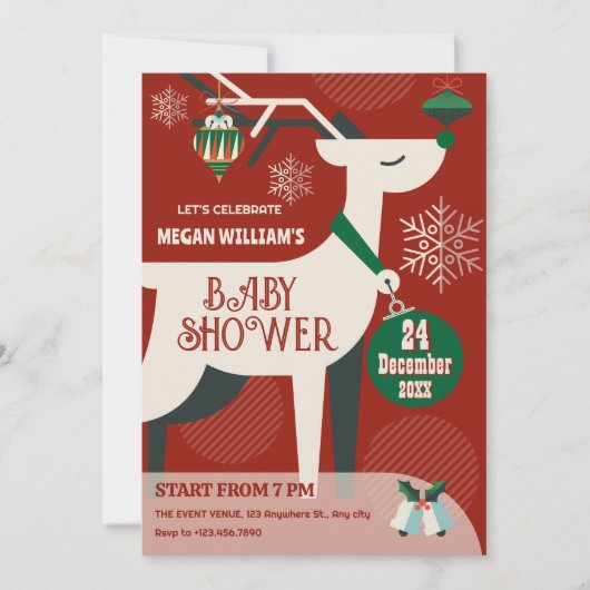 Classic Deer Kerstdecoratie baby shower Kaart (Voorkant)