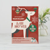 Classic Deer Kerstdecoratie baby shower Kaart (Staand voorkant)