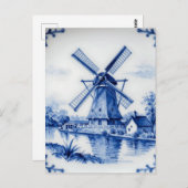 Classic Delft Blue Windmill Canal Scene Briefkaart (Voorkant / Achterkant)