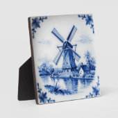 Classic Delft Blue Windmill Canal Scene Fotoplaat (Voorkant)