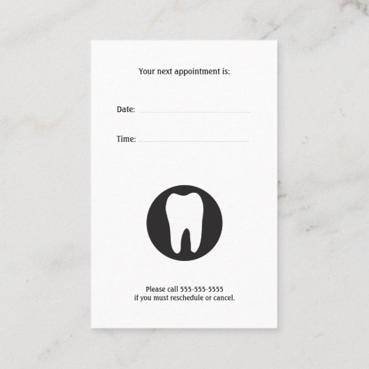 Classic Dentist | Benoemingskaart voor tandheelkun Visitekaartje (Achterkant)