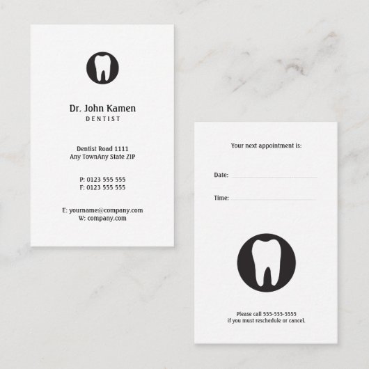 Classic Dentist | Benoemingskaart voor tandheelkun Visitekaartje (Voorkant / Achterkant)