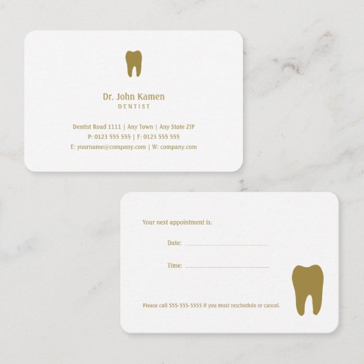 Classic Dentist | Dental Golden Appointkaart Visitekaartje (Voorkant / Achterkant)