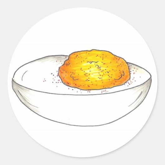 Classic Devged Egg Picnic Food Foodie Eggs Yellow Ronde Sticker (Voorkant)