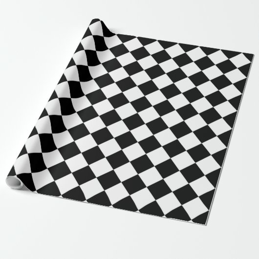 Classic Diamond Black en White Checkers Decor Cadeaupapier (Uitgerold)