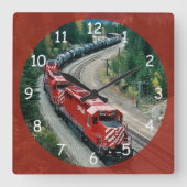 Classic Diesel Engine Train Vierkante Klok (Voorkant)