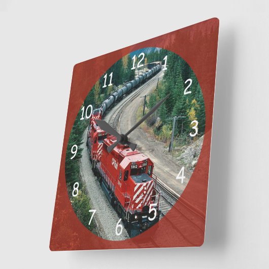 Classic Diesel Engine Train Vierkante Klok (Hoek)