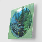 Classic Diesel Engine Train Vierkante Klok (Hoek)