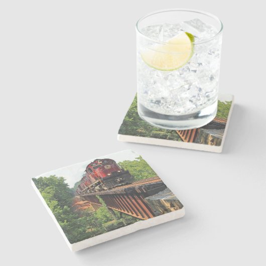 Classic Diesel Train Engine Stenen Onderzetter (Zijkant)