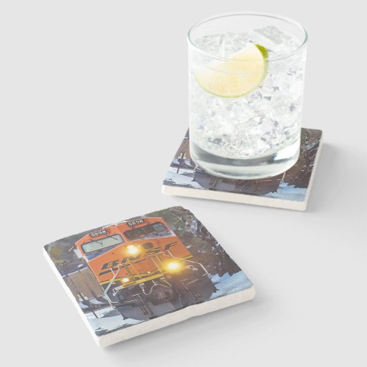 Classic Diesel Train Engine Stenen Onderzetter (Zijkant)