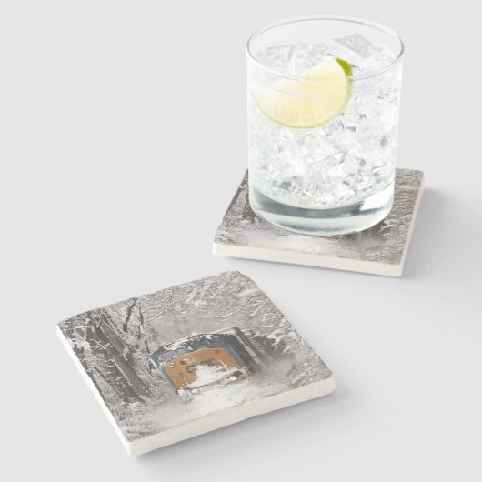 Classic Diesel Train Engine Stenen Onderzetter (Zijkant)