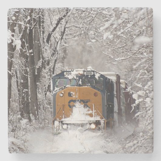 Classic Diesel Train Engine Stenen Onderzetter (Voorkant)