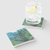 Classic Diesel Train Engine Stenen Onderzetter (Zijkant)