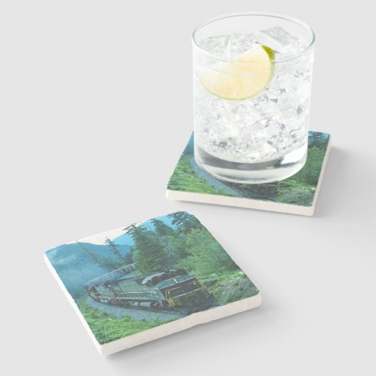 Classic Diesel Train Engine Stenen Onderzetter (Zijkant)