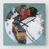 Classic Diesel Train Engine Vierkante Klok (Voorkant)