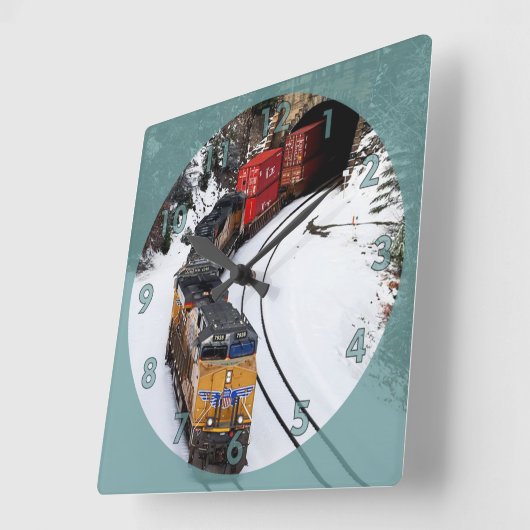 Classic Diesel Train Engine Vierkante Klok (Hoek)