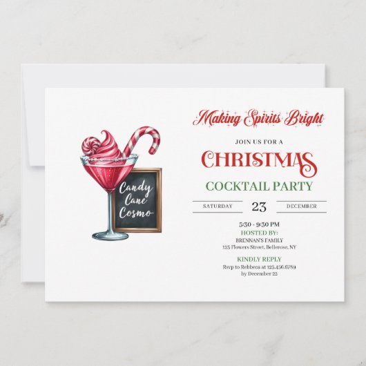 Classic digital Christmas cocktails party invites Kaart (Voorkant)