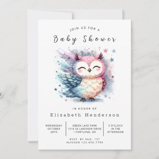 Classic Digital Owl Baby shower Kaart (Voorkant)