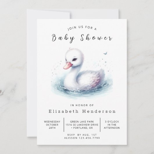 Classic Digital Swan Baby shower Kaart (Voorkant)