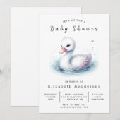 Classic Digital Swan Baby shower Kaart (Voorkant / Achterkant)