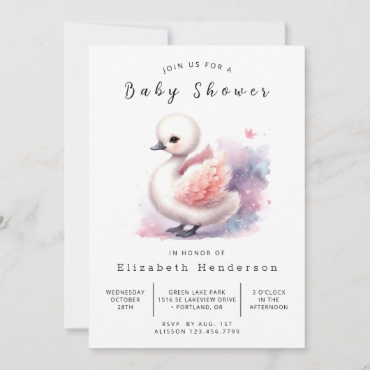 Classic Digital Swan Baby shower Kaart (Voorkant)