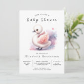 Classic Digital Swan Baby shower Kaart (Staand voorkant)