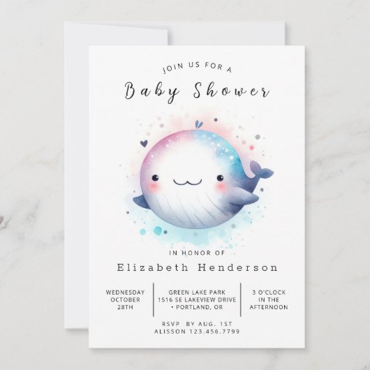 Classic Digital Whale Baby shower Kaart (Voorkant)