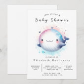 Classic Digital Whale Baby shower Kaart (Voorkant / Achterkant)