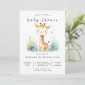 Classic Digitale Giraffe Baby shower Kaart (Staand voorkant)
