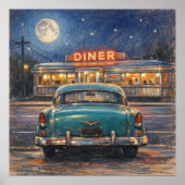 Classic Diner - Pastel Impressionism Paint Style Poster (Voorkant)