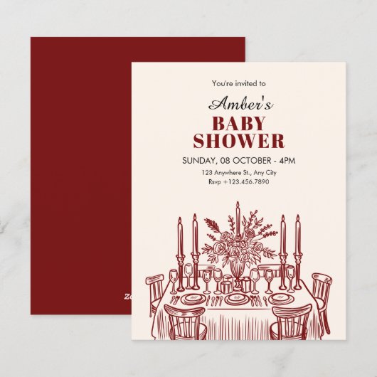 Classic Dining table baby shower Kaart (Voorkant / Achterkant)