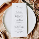 Classic Dinner Menu Bruiloft Receptie Maaltijd Kaa<br><div class="desc">Onze aangepaste menukaart is voorzien van moderne kalligrafie voor de perfecte manier om uw gasten te informeren over hun maaltijdkeuzes op uw bruiloft of evenement. Dit artikel maakt deel uit van onze Goldie collectie G100,  koop onze winkel voor bijpassende producten.</div>