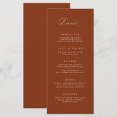 Classic Dinner Menu Bruiloft Receptie Maaltijd Kaa (Voorkant / Achterkant)