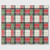 Classic distressed green and red plaid cadeaupapier (Vlak)