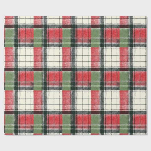 Classic distressed green and red plaid cadeaupapier (Vlak)
