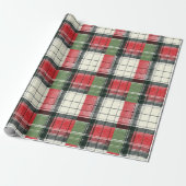 Classic distressed green and red plaid cadeaupapier (Uitgerold)
