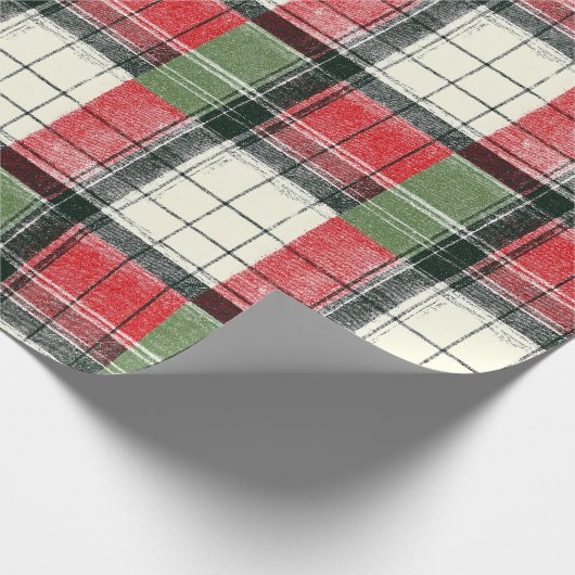 Classic distressed green and red plaid cadeaupapier (Hoek)